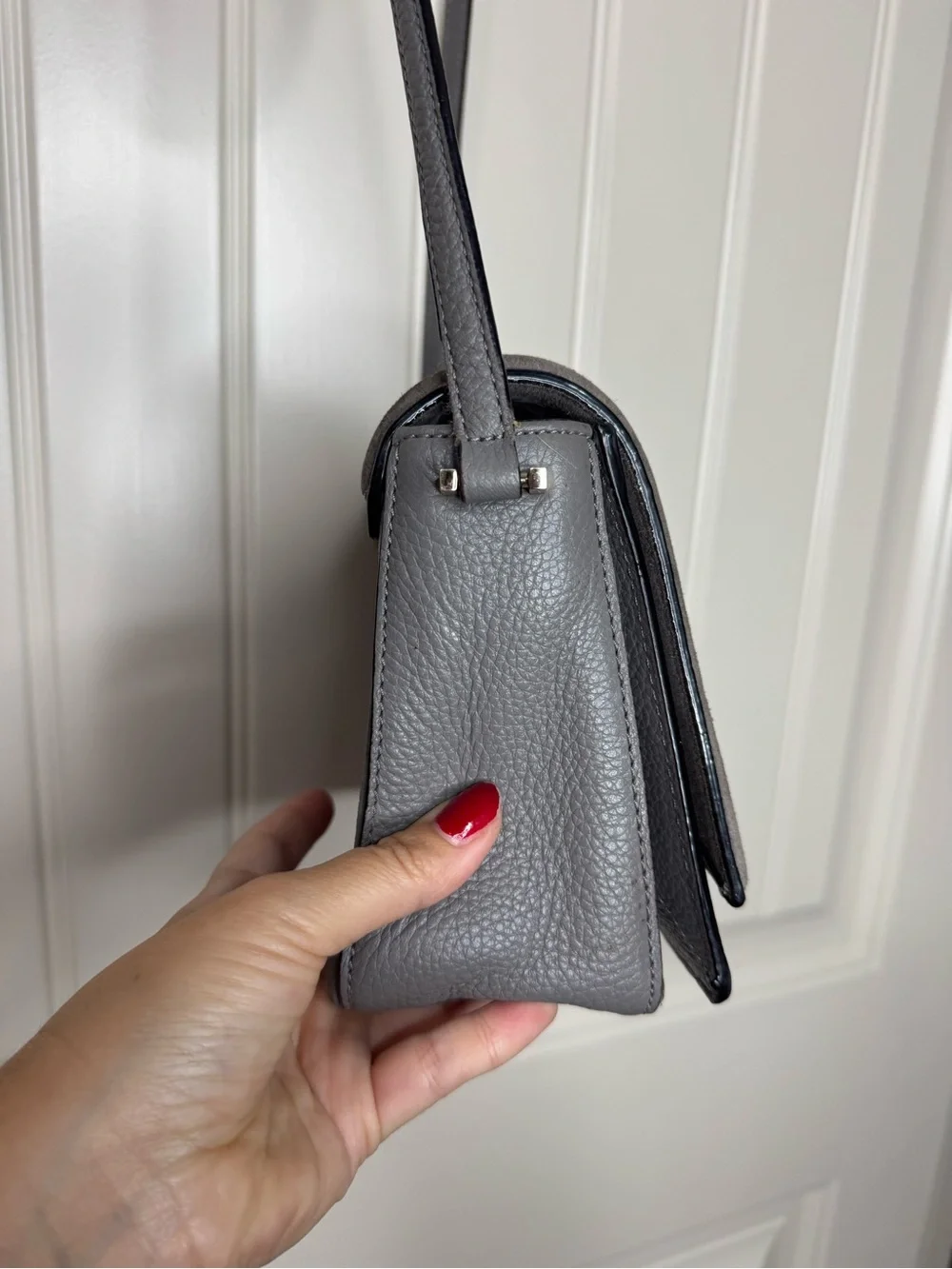 KATE SPADE ♠️ Gray Suede & Leather Crossbody Bag - 6 x 8” inches